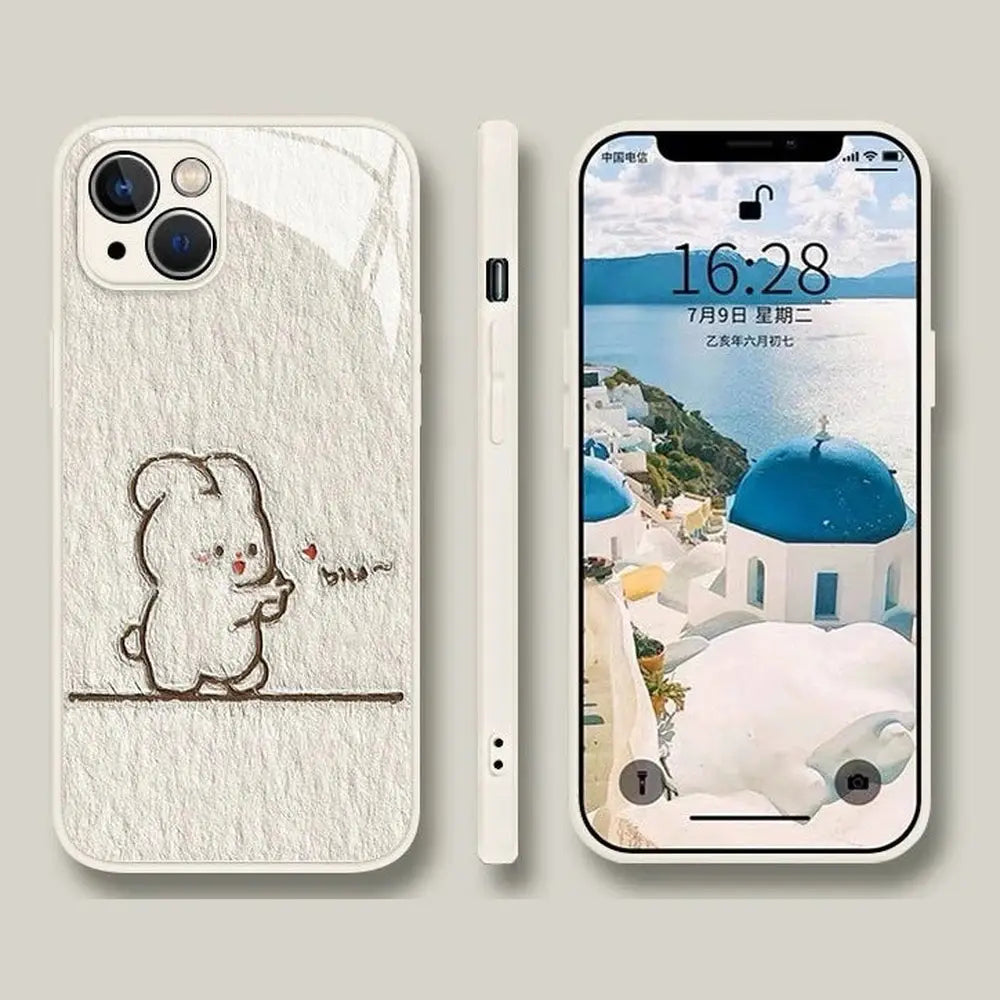 Rabbit Patterned Phone Case for Couples-Furever Adorable