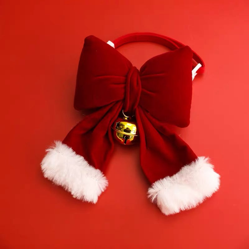 Snuggly Santa Paws Velvet Pet Bow Tie Collar - Festive Red Edition Furever Adorable