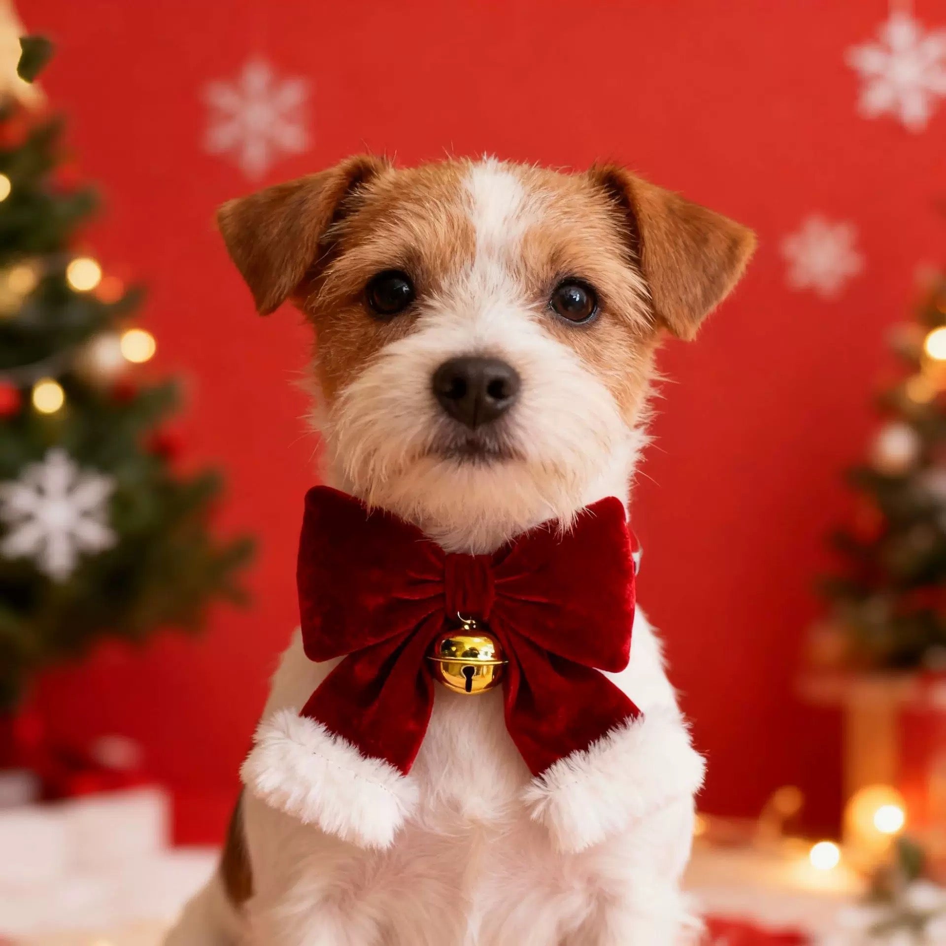 Snuggly Santa Paws Velvet Pet Bow Tie Collar - Festive Red Edition Furever Adorable