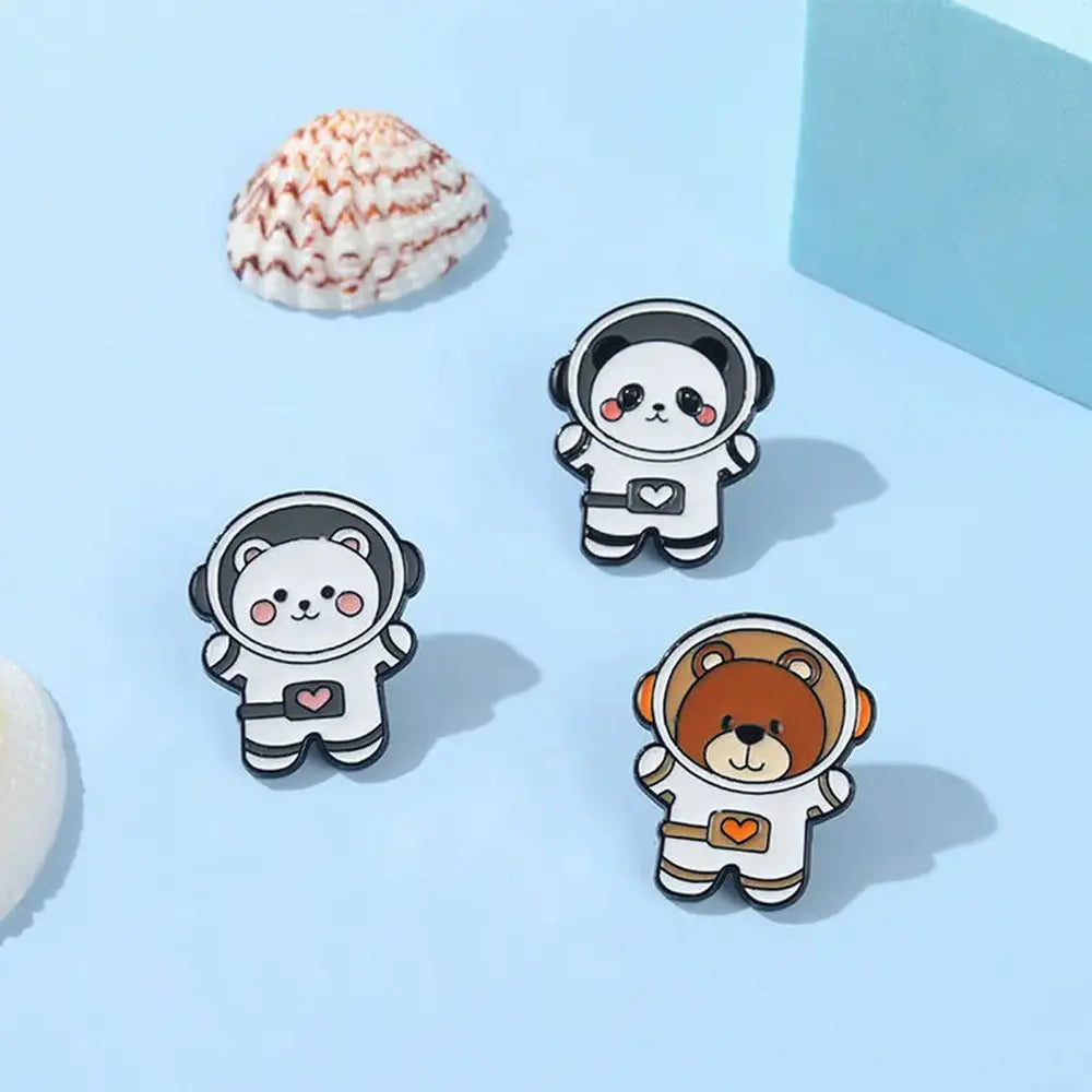 Space-Themed Animal Enamel Pins-Furever Adorable