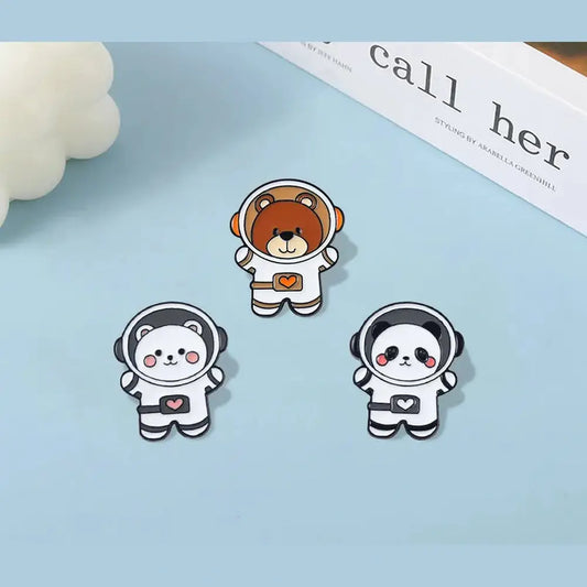 Space-Themed Animal Enamel Pins-Furever Adorable