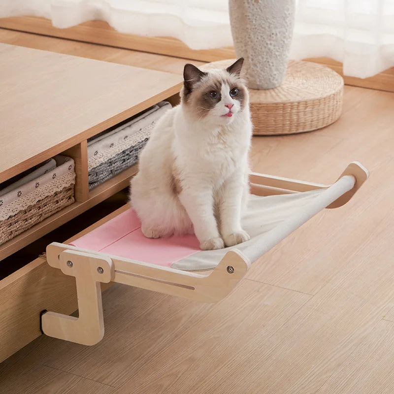 Wooden Window Hammock Nest Beds for Cats-Furever Adorable