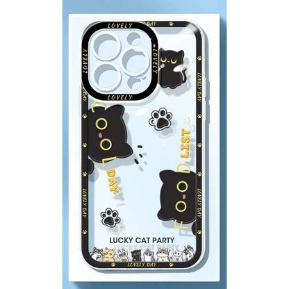 Transparent Cute Black Cat Party Phone Case-Furever Adorable