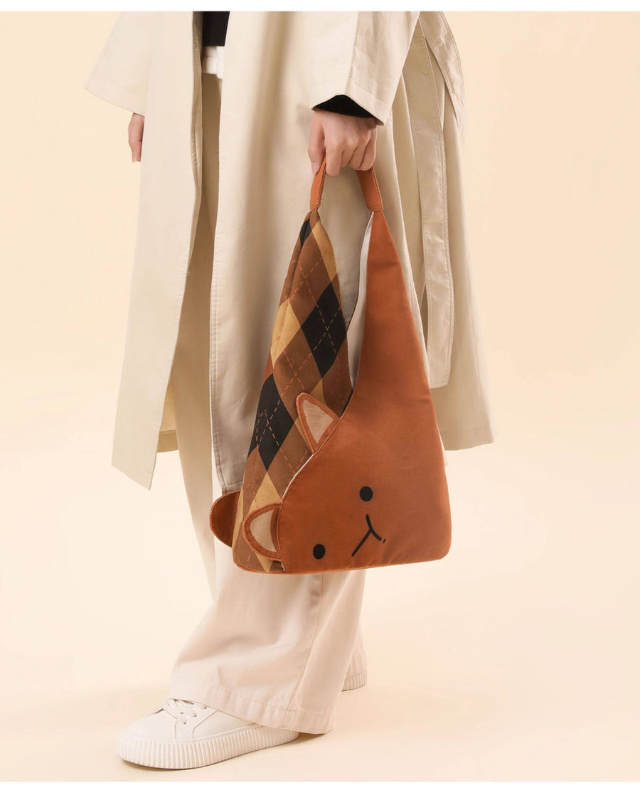 Autumn Whiskers Plaid Tote The "Aesthetic Commute" Companion comforting product photo 1