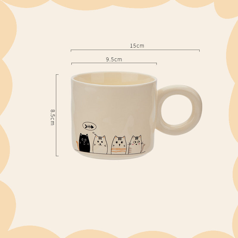 Whiskered Whimsy Ceramic Cat Mug – Chunky Handle Edition ✨ Furever Adorable
