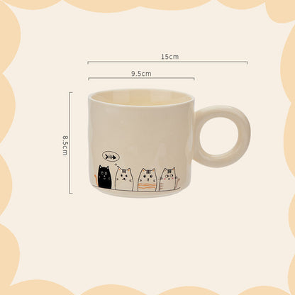 Whiskered Whimsy Ceramic Cat Mug – Chunky Handle Edition ✨ Furever Adorable