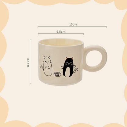 Whiskered Whimsy Ceramic Cat Mug – Chunky Handle Edition ✨ Furever Adorable