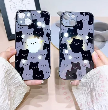 Tempered Glass Cute Cat Phone Case